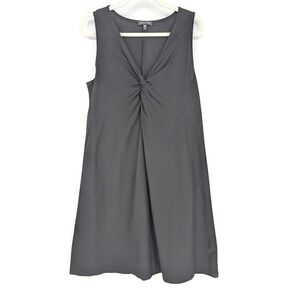 Eileen Fisher Crepe Jersey Dress M Black Twist Front V-Neck Tank Minimalist Chic
